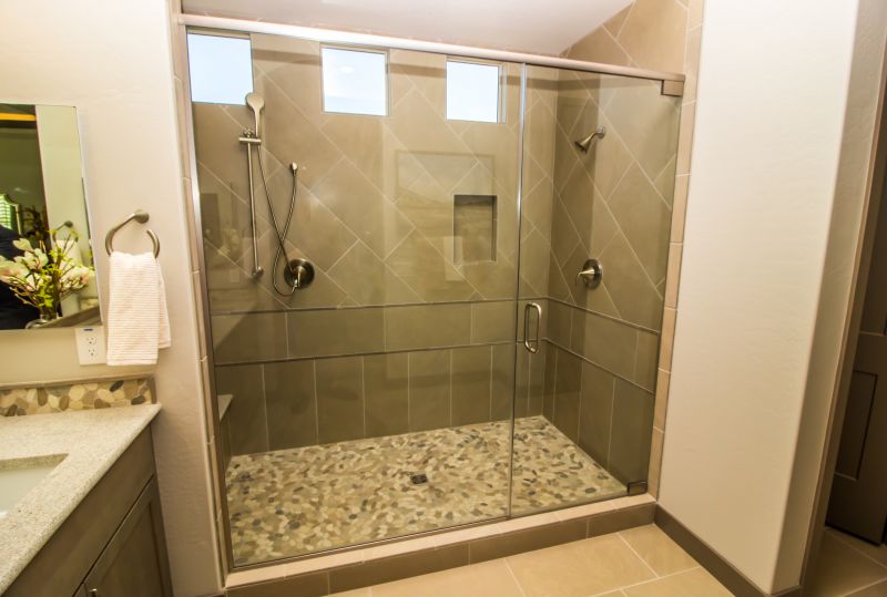 Contemporary Shower with Recessed Shelves